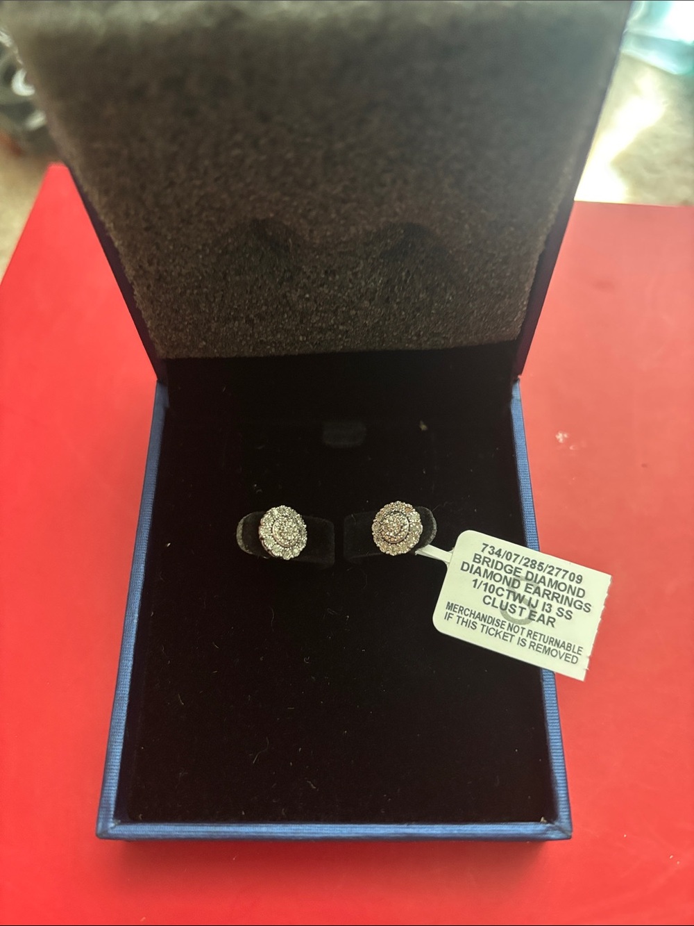 Diamond Cluster Stud Earrings - White/Silver